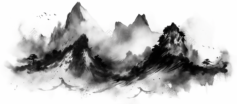 一笔成画笔墨挥洒中国风抽象水墨画之山水画,插画/手绘图,插画/手绘图库,插画/手绘图下载,插画/手绘